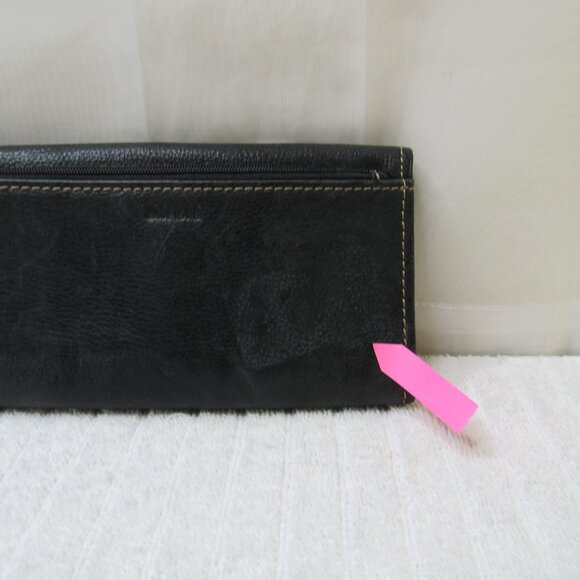 Fossil Leather Wallet Women Black Credit Card ID Slots Checkbook Holder Vintage - Picture 3 of 12